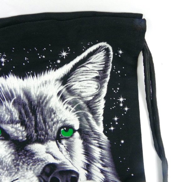 Wolf Print Black Canvas Tote - Picture 3 of 6